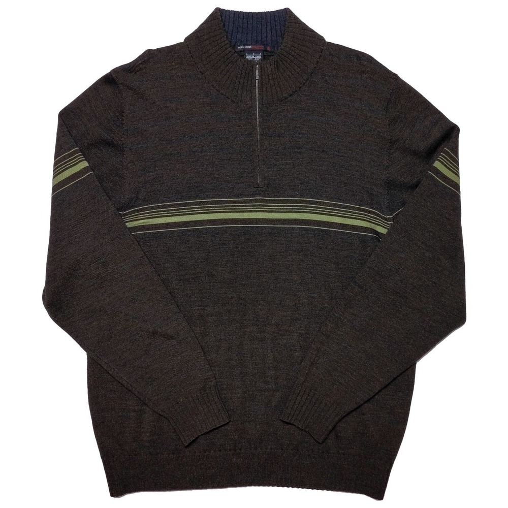 NIKE TIGER WOODS 1/2 Zip 100% Merino‎ Wool Sweater 336856 Brown Green Large L